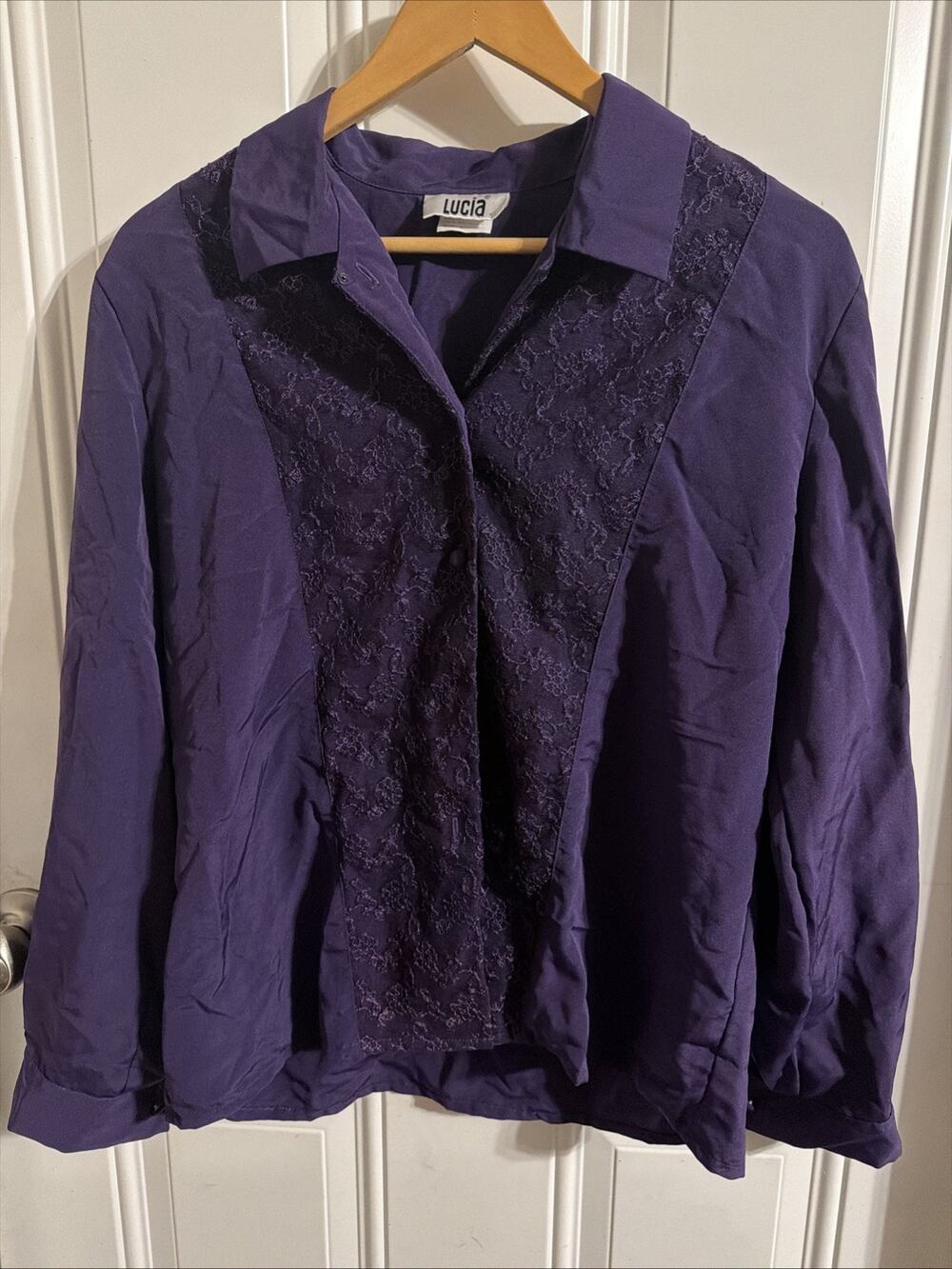 Lucia Blouse Womens Purple Size 8 Long Sleeve Button Up Dress Shirt